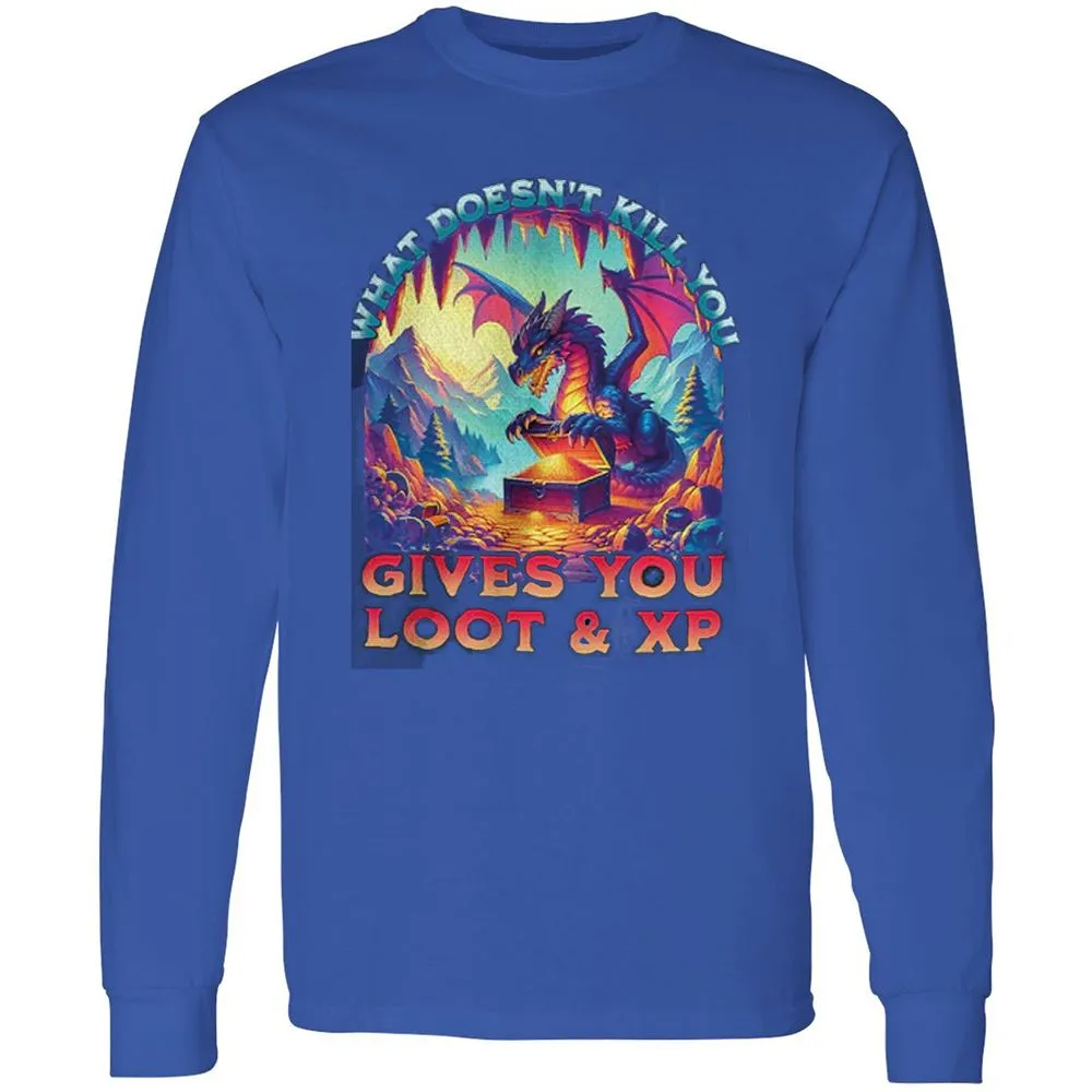 What Doesn't Kill You Give You Loot & XP Long Sleeve T-Shirt - Royal - 8