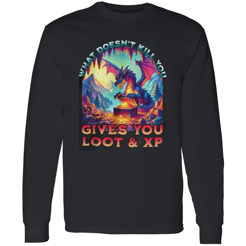 What Doesn't Kill You Give You Loot & XP Long Sleeve T-Shirt - Black - 1