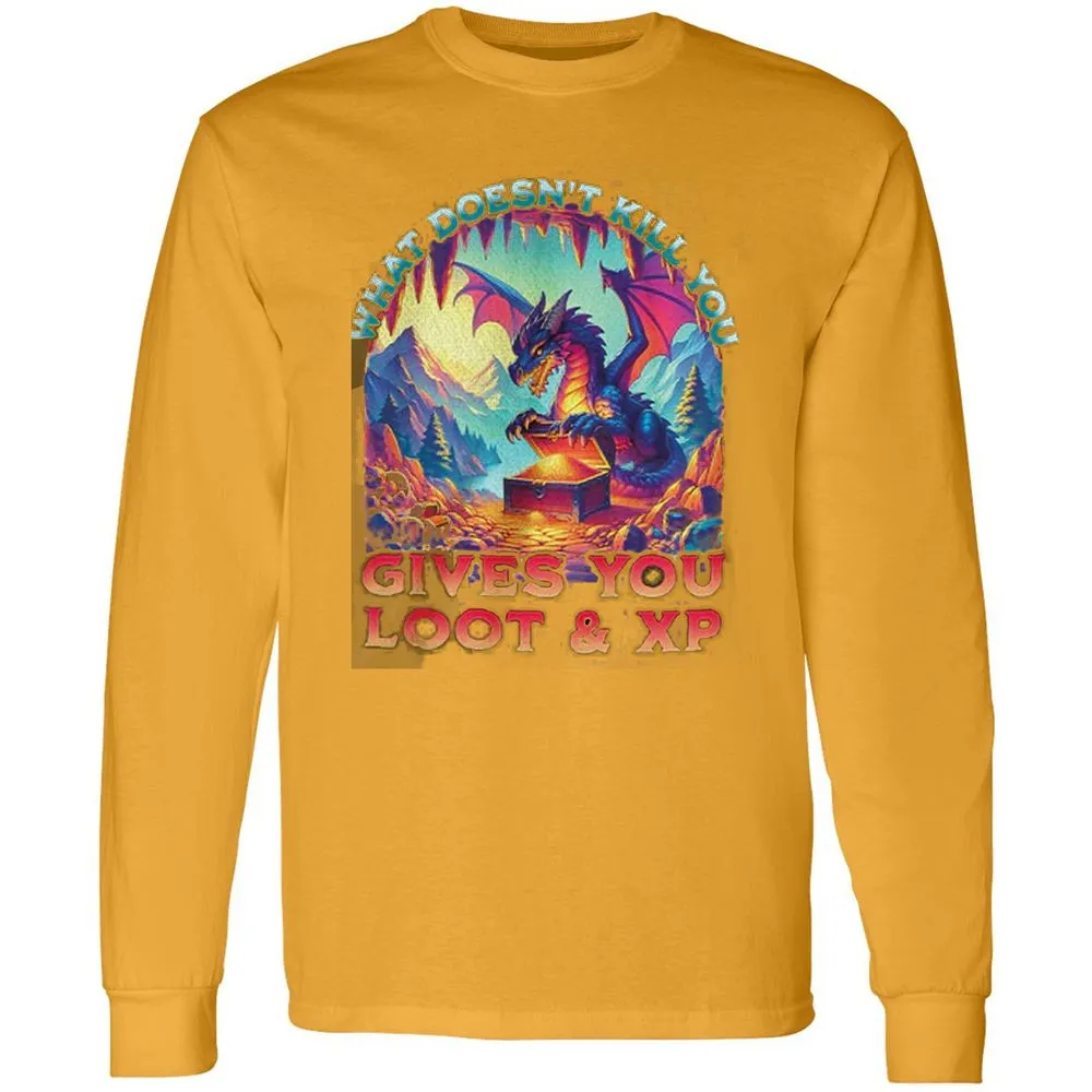 What Doesn't Kill You Give You Loot & XP Long Sleeve T-Shirt - Gold - 9