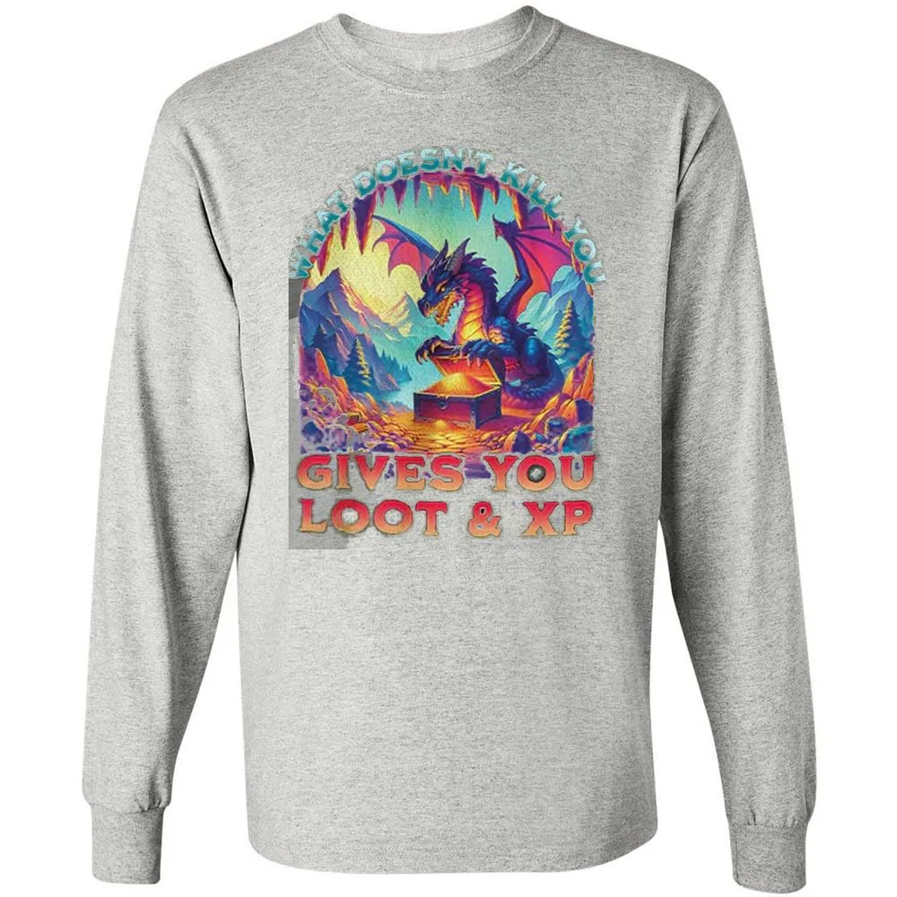 What Doesn't Kill You Give You Loot & XP Long Sleeve T-Shirt - Ash - 7