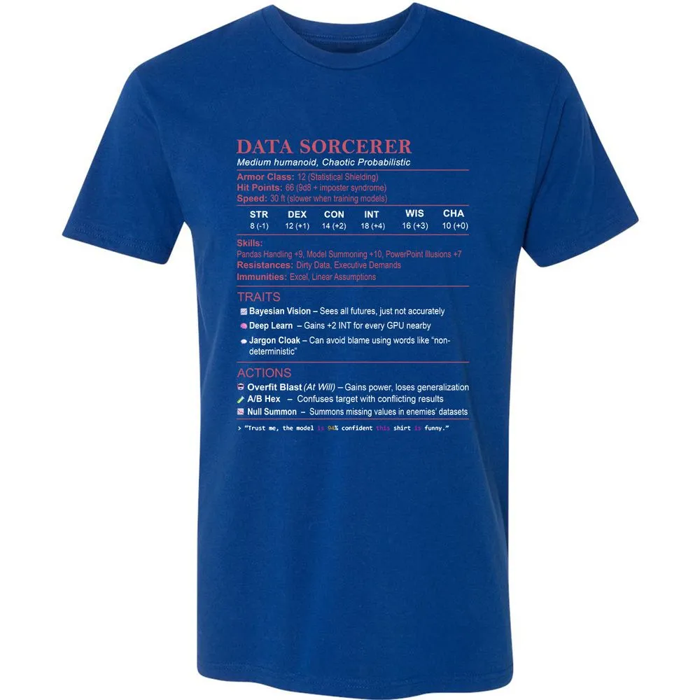 Data Scientist Stats (Data Sorcerer) Premium Unisex T-Shirt - Royal - 10