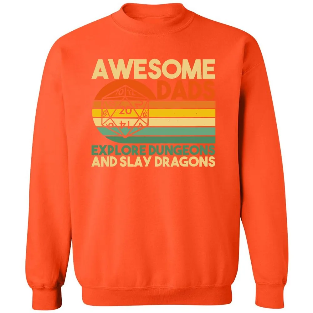 Awesome Dads Explore Dungeons Classic Unisex Sweatshirt - Orange - 10