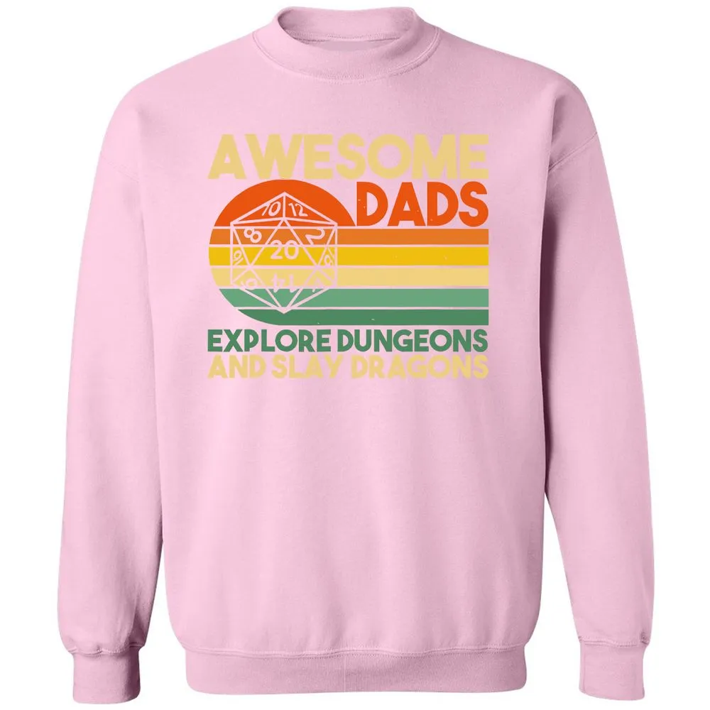 Awesome Dads Explore Dungeons Classic Unisex Sweatshirt - Light Pink - 3