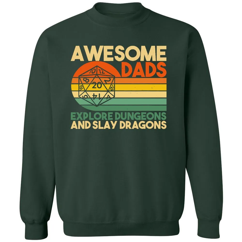 Awesome Dads Explore Dungeons Classic Unisex Sweatshirt - Forest Green - 4