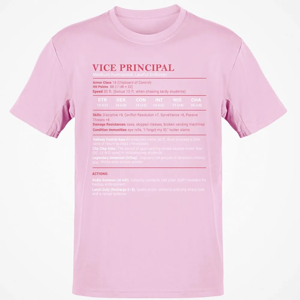 Vice Principal Stats Classic Unisex T-Shirt - Light Pink - 5