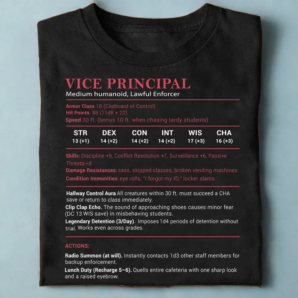 Vice Principal Stats Classic Unisex T-Shirt - 1