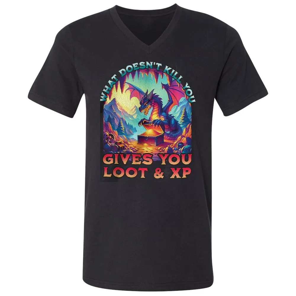What Doesn't Kill You Give You Loot & XP Unisex V-Neck T-Shirt - Black - 1