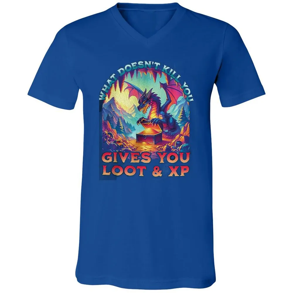 What Doesn't Kill You Give You Loot & XP Unisex V-Neck T-Shirt - True Royal - 4