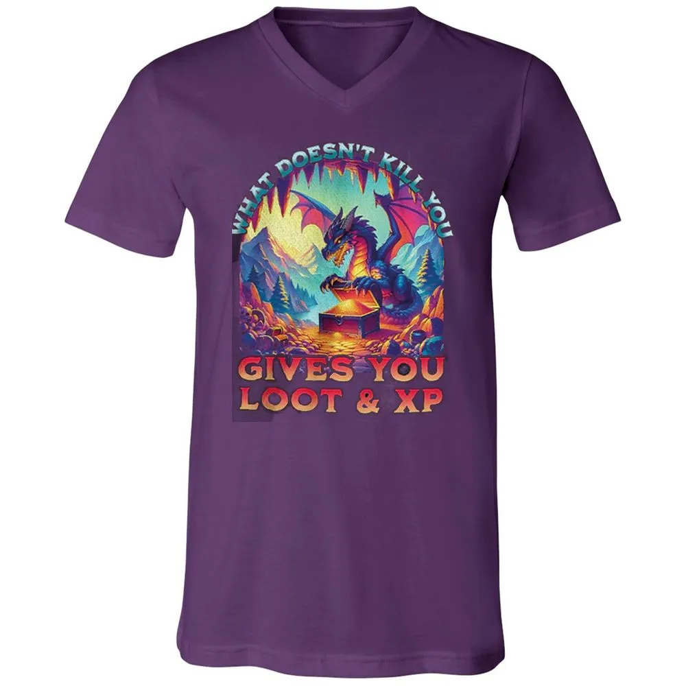 What Doesn't Kill You Give You Loot & XP Unisex V-Neck T-Shirt - Team Purple - 9