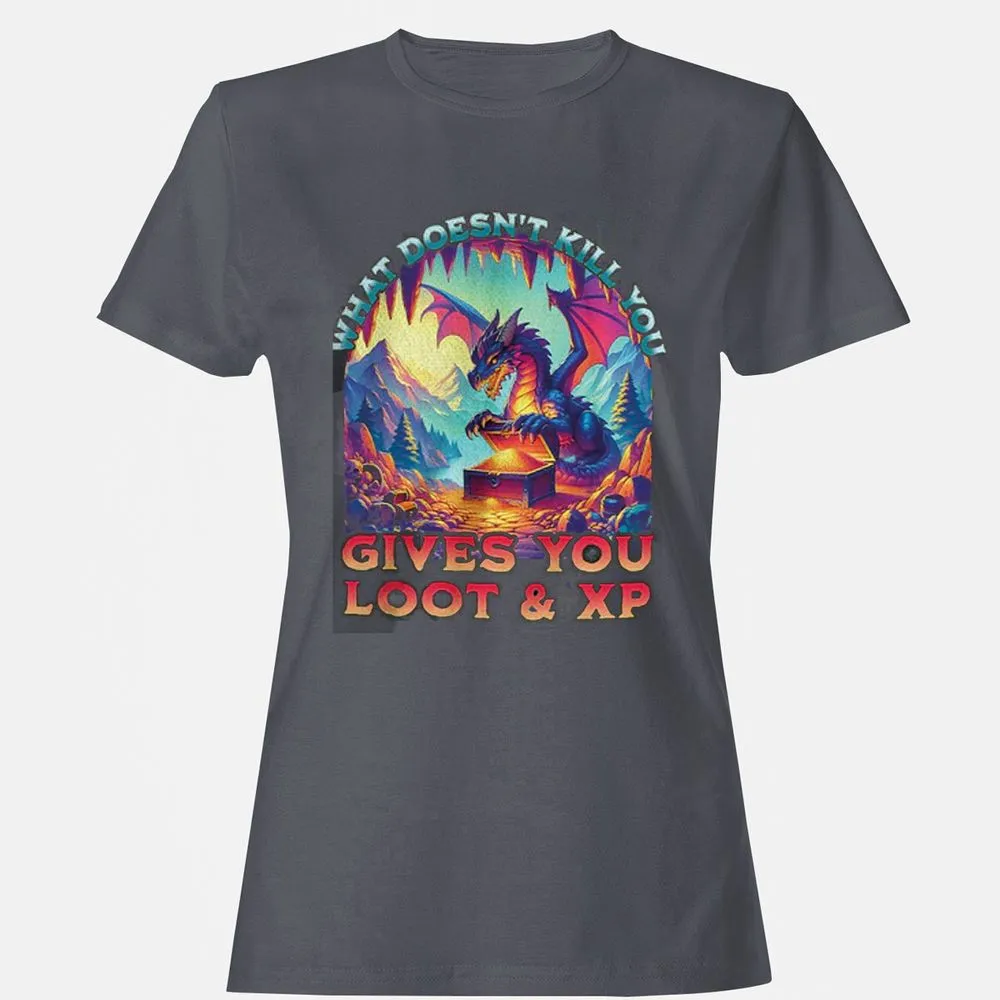 What Doesn't Kill You Give You Loot & XP Women's T-Shirt - Dark Heather - 5