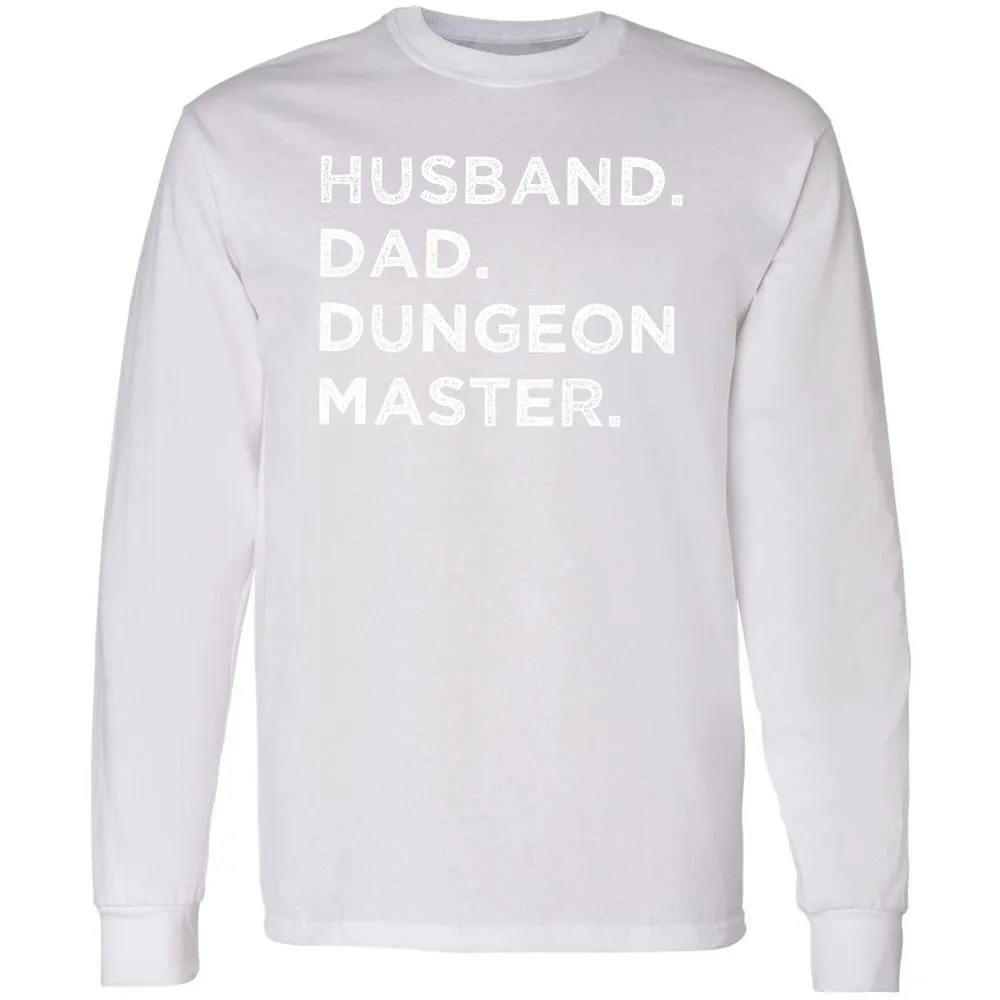 Husband Dad Dungeon Master Long Sleeve T-Shirt - White - 5