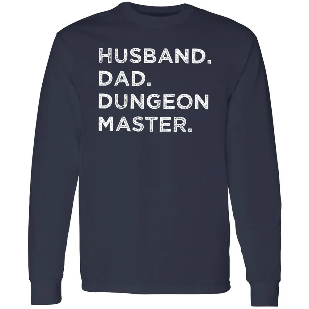 Husband Dad Dungeon Master Long Sleeve T-Shirt - Navy - 2