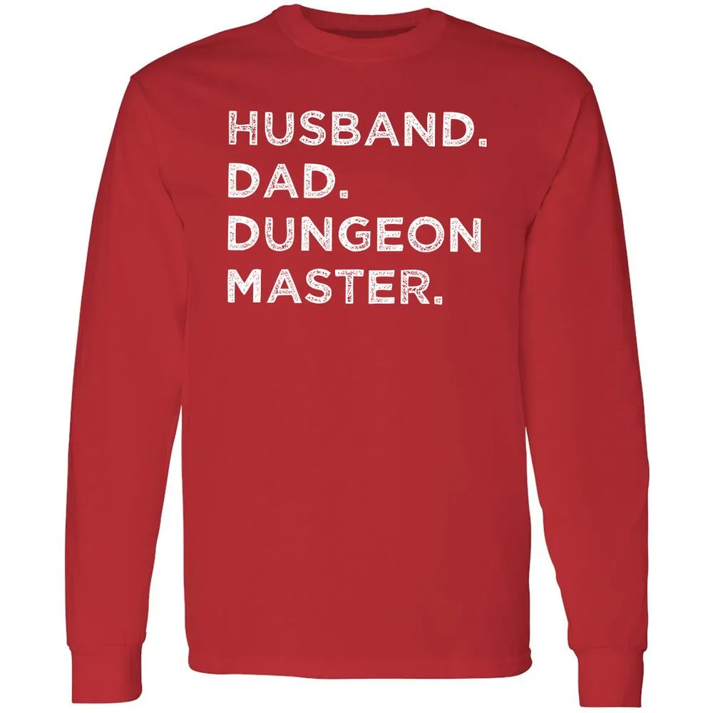 Husband Dad Dungeon Master Long Sleeve T-Shirt - Red - 14