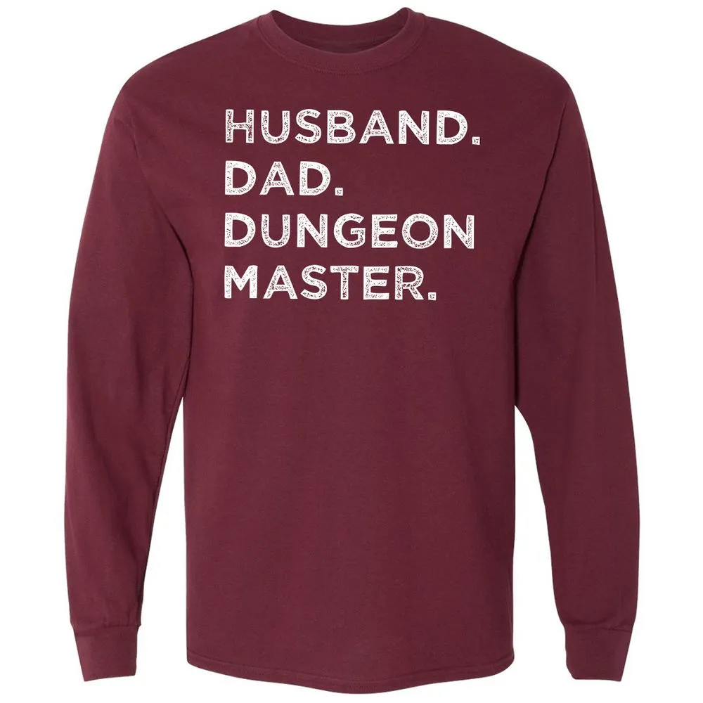 Husband Dad Dungeon Master Long Sleeve T-Shirt - Maroon - 11