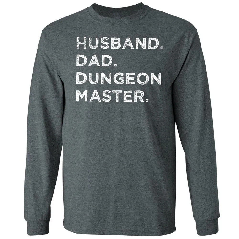 Husband Dad Dungeon Master Long Sleeve T-Shirt - Dark Heather - 15