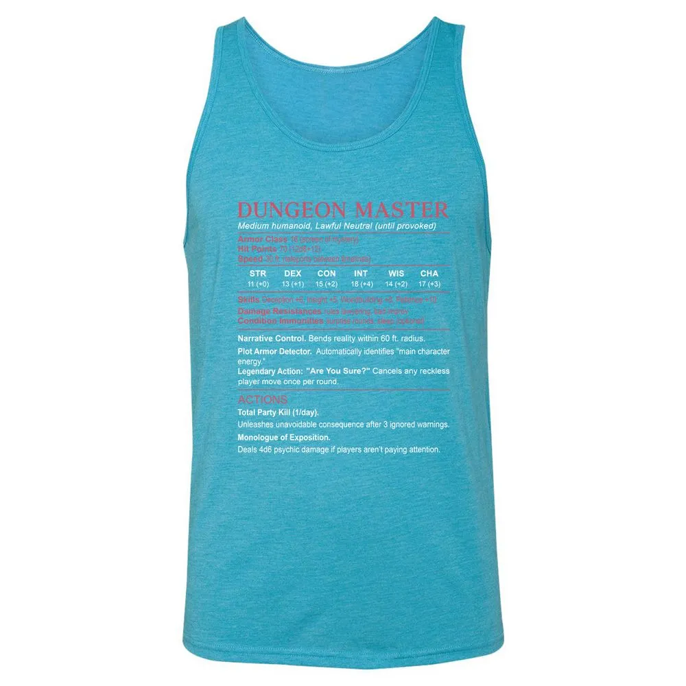 Dungeon Master Stats Unisex Jersey Tank - Aqua Triblend - 3