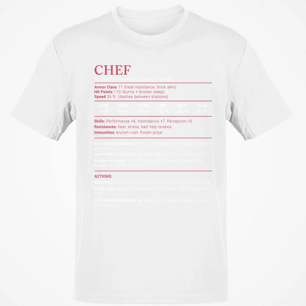 Chef Stats Classic Unisex T-Shirt - White - 12