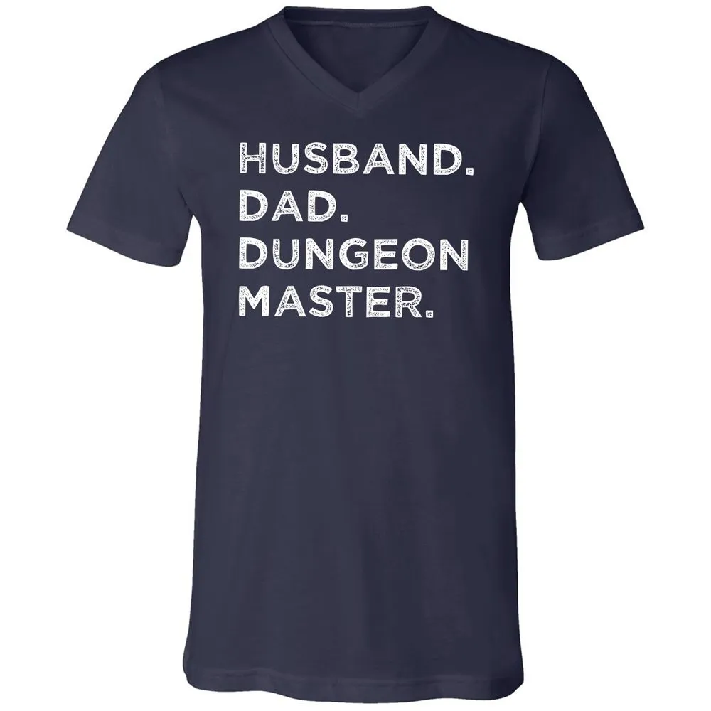 Husband Dad Dungeon Master Unisex V-Neck T-Shirt - Navy - 2