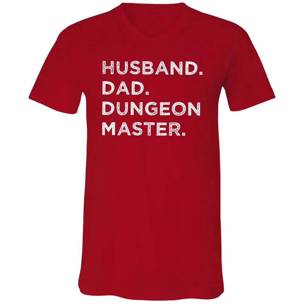 Husband Dad Dungeon Master Unisex V-Neck T-Shirt - Red - 3