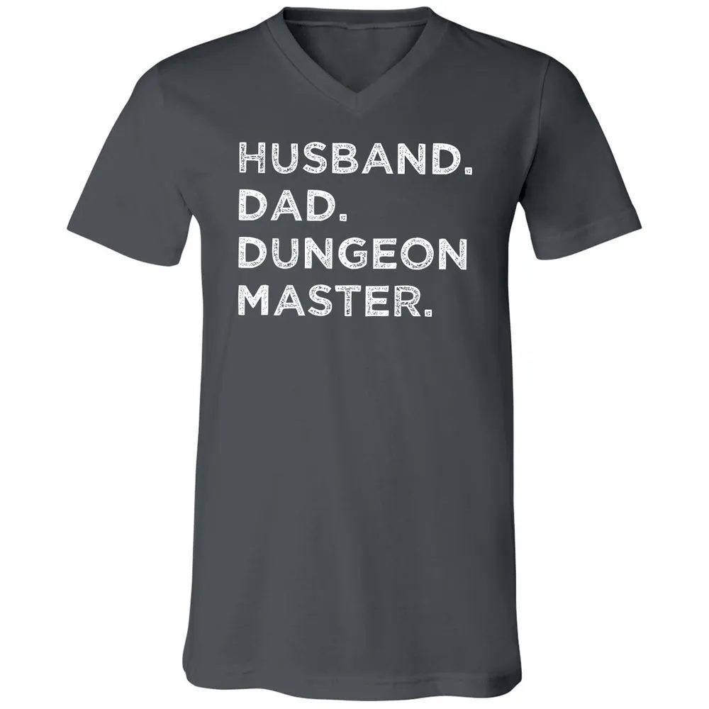 Husband Dad Dungeon Master Unisex V-Neck T-Shirt - Asphalt - 12
