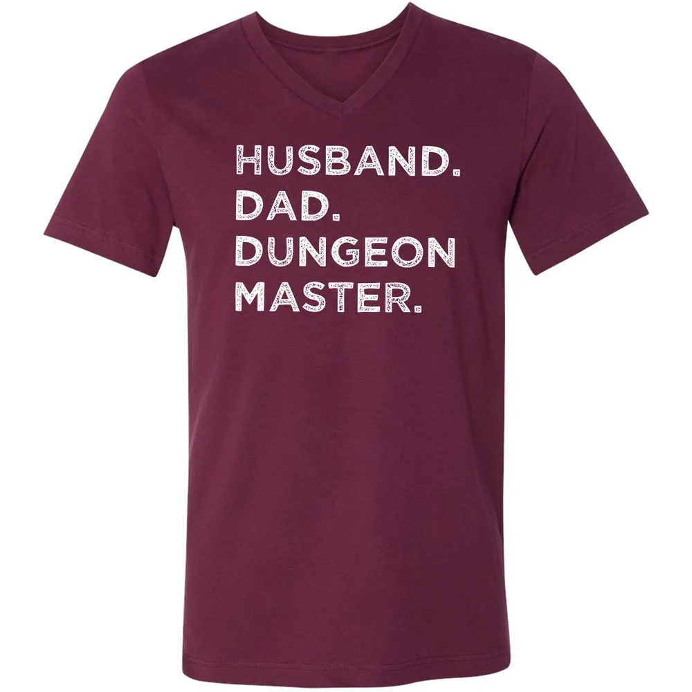 Husband Dad Dungeon Master Unisex V-Neck T-Shirt - Maroon - 6