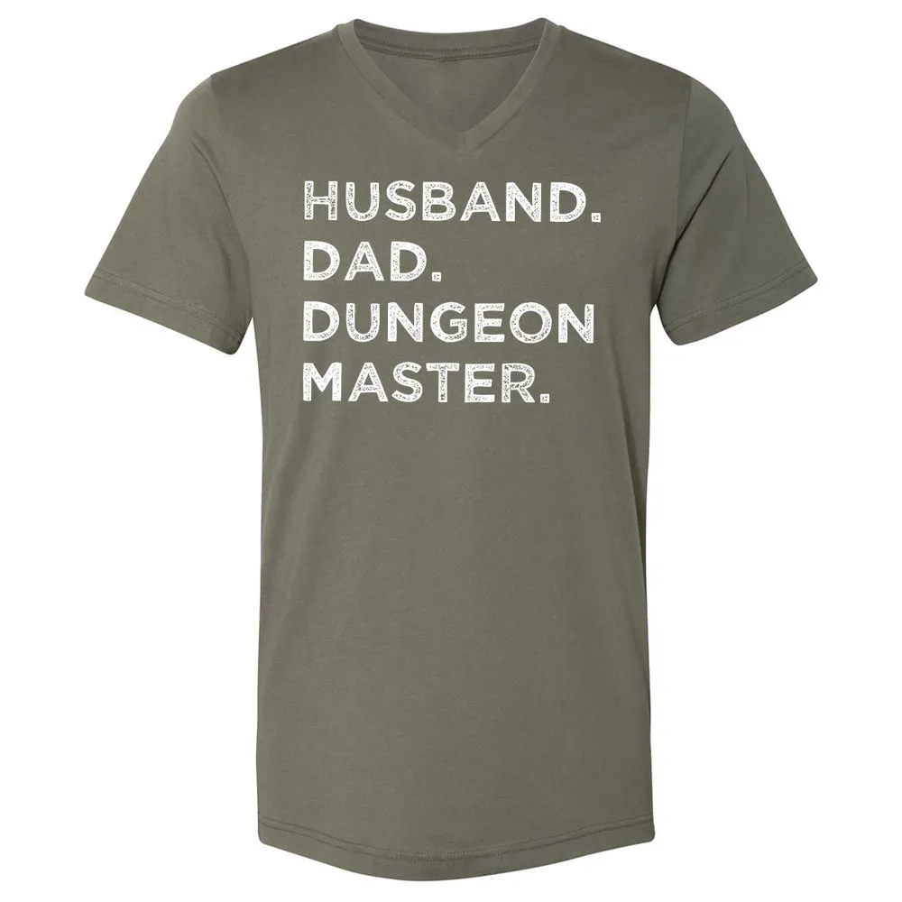 Husband Dad Dungeon Master Unisex V-Neck T-Shirt - Military Green - 10