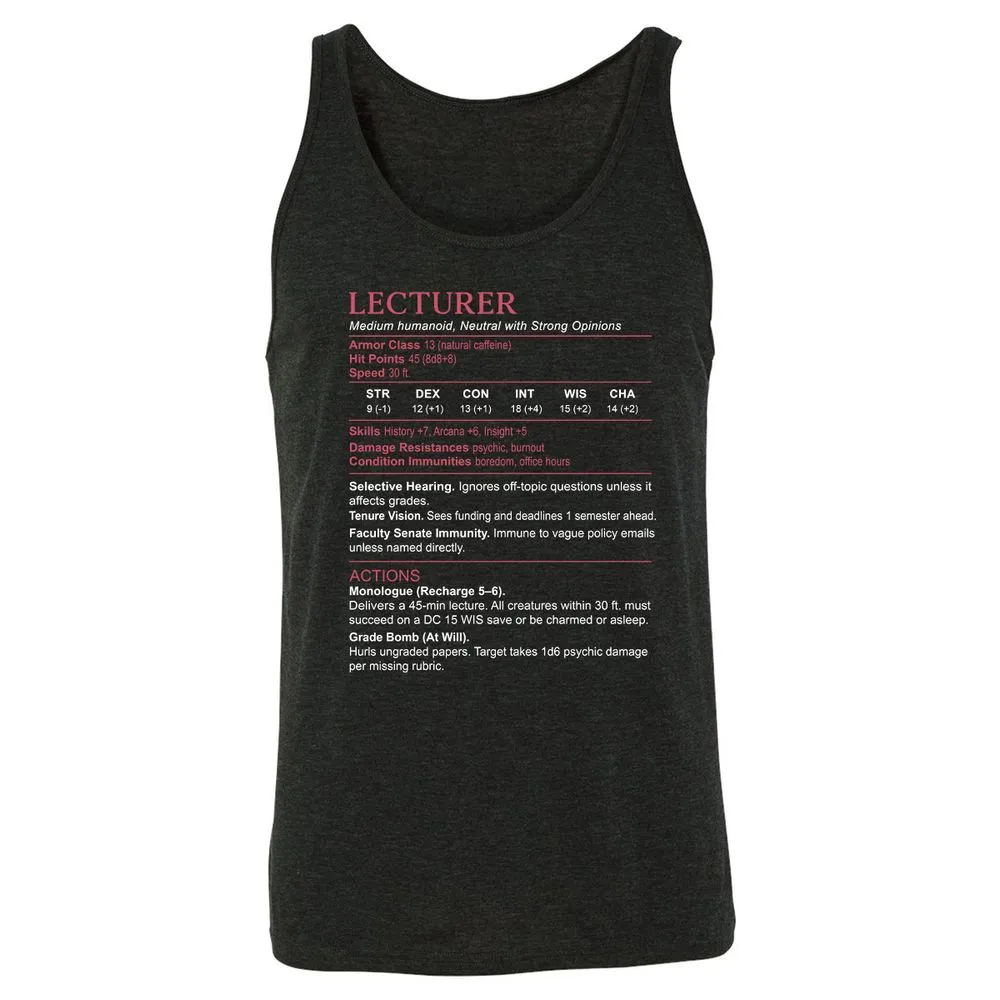 Lecturer Stats Unisex Jersey Tank - Charcoal Black Triblend - 5