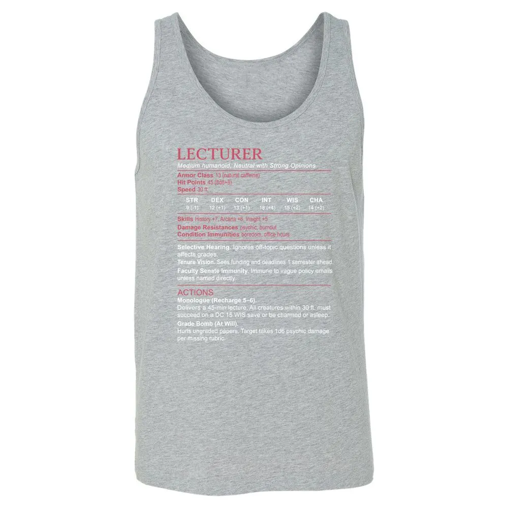 Lecturer Stats Unisex Jersey Tank - Athletic Heather - 4