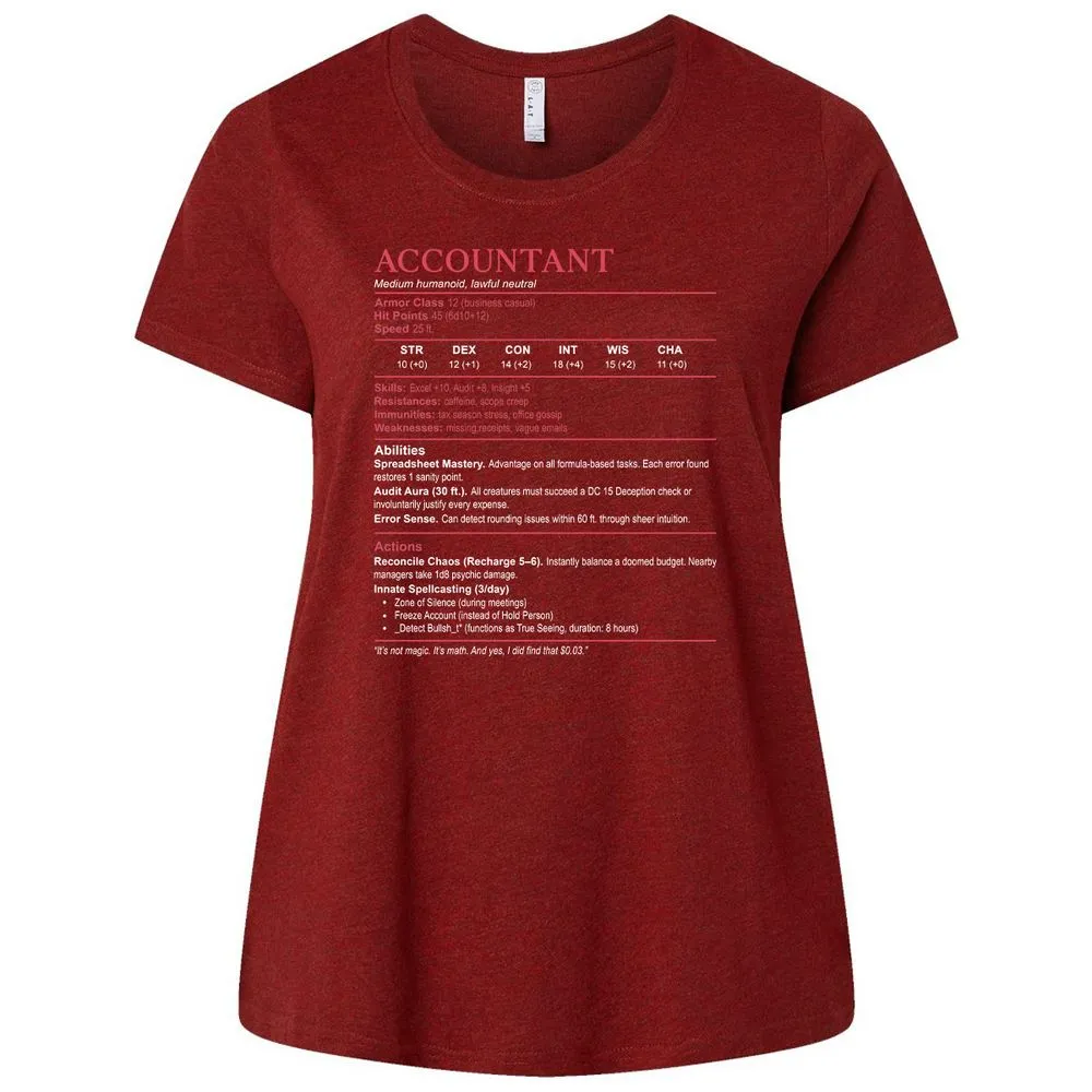 Accountant Stats Ladies Curvy Jersey - Cardinal - 10