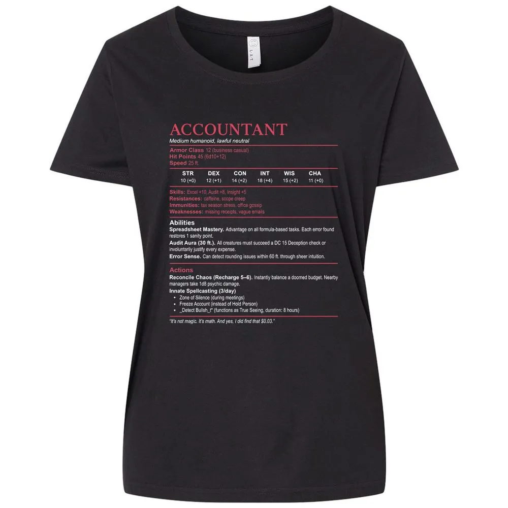 Accountant Stats Ladies Curvy Jersey - Blended Black - 1