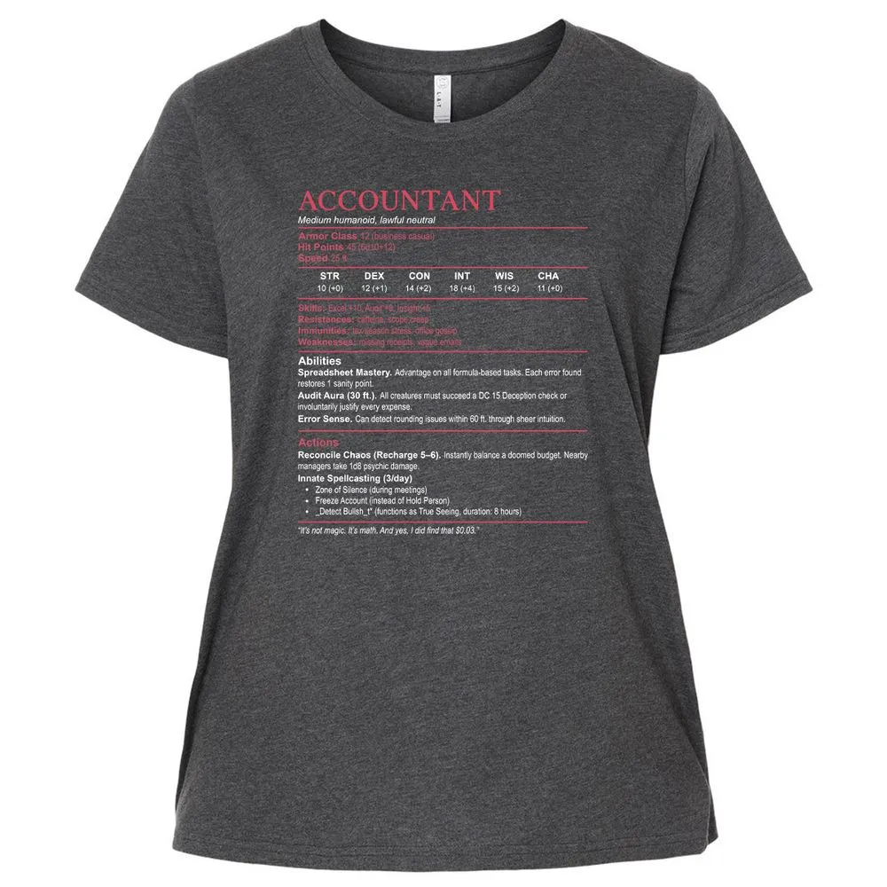 Accountant Stats Ladies Curvy Jersey - Vintage Smoke - 4