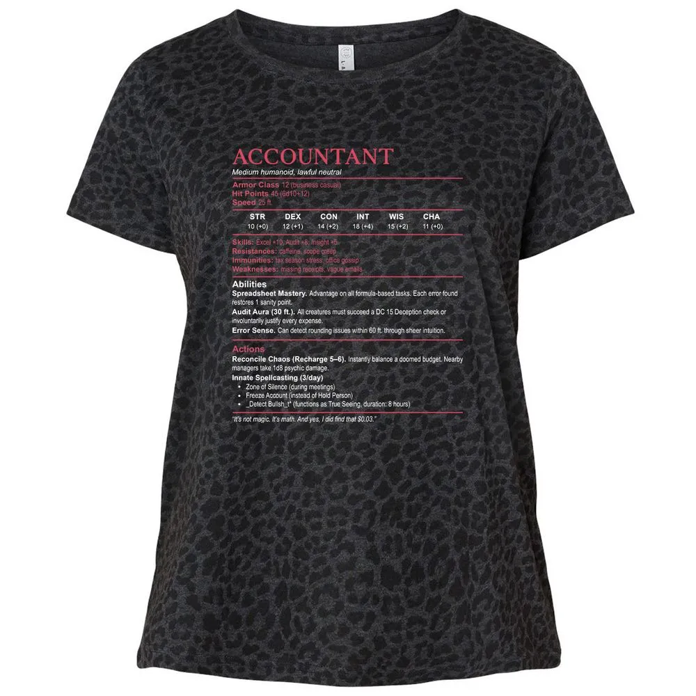 Accountant Stats Ladies Curvy Jersey - Black Leopard - 11