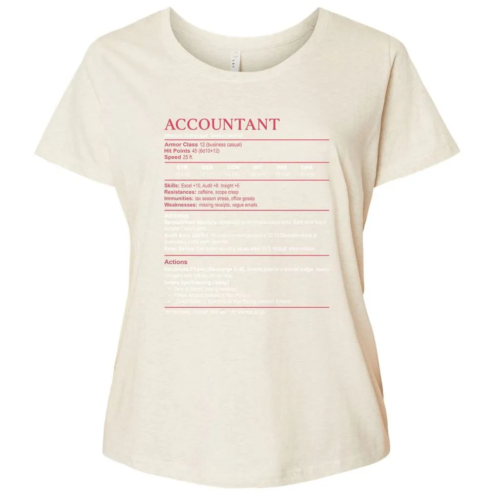 Accountant Stats Ladies Curvy Jersey - Natural Heather - 8