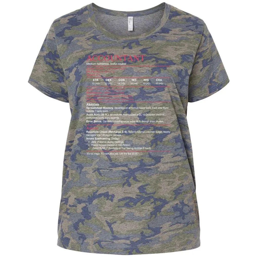 Accountant Stats Ladies Curvy Jersey - Vintage Camo - 5