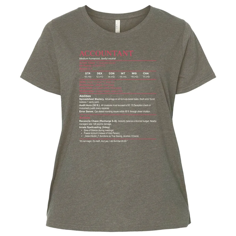 Accountant Stats Ladies Curvy Jersey - Bamboo Blackout - 2