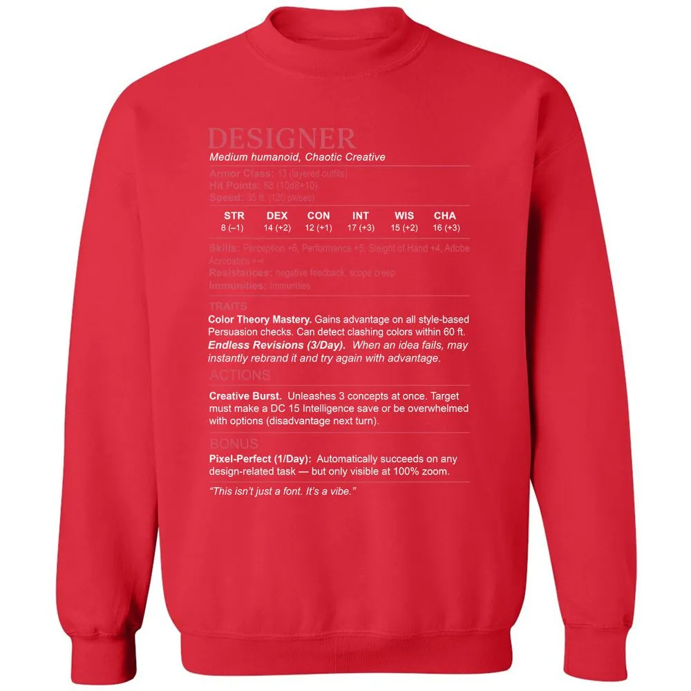 Designer Stats Classic Unisex Sweatshirt - Red - 5