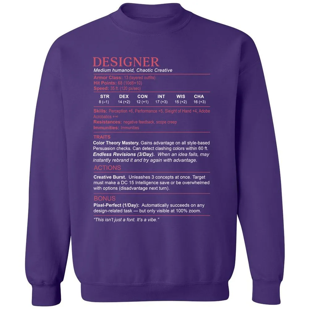 Designer Stats Classic Unisex Sweatshirt - Purple - 6