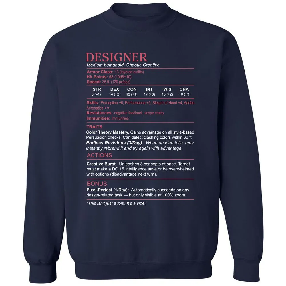 Designer Stats Classic Unisex Sweatshirt - Navy - 2
