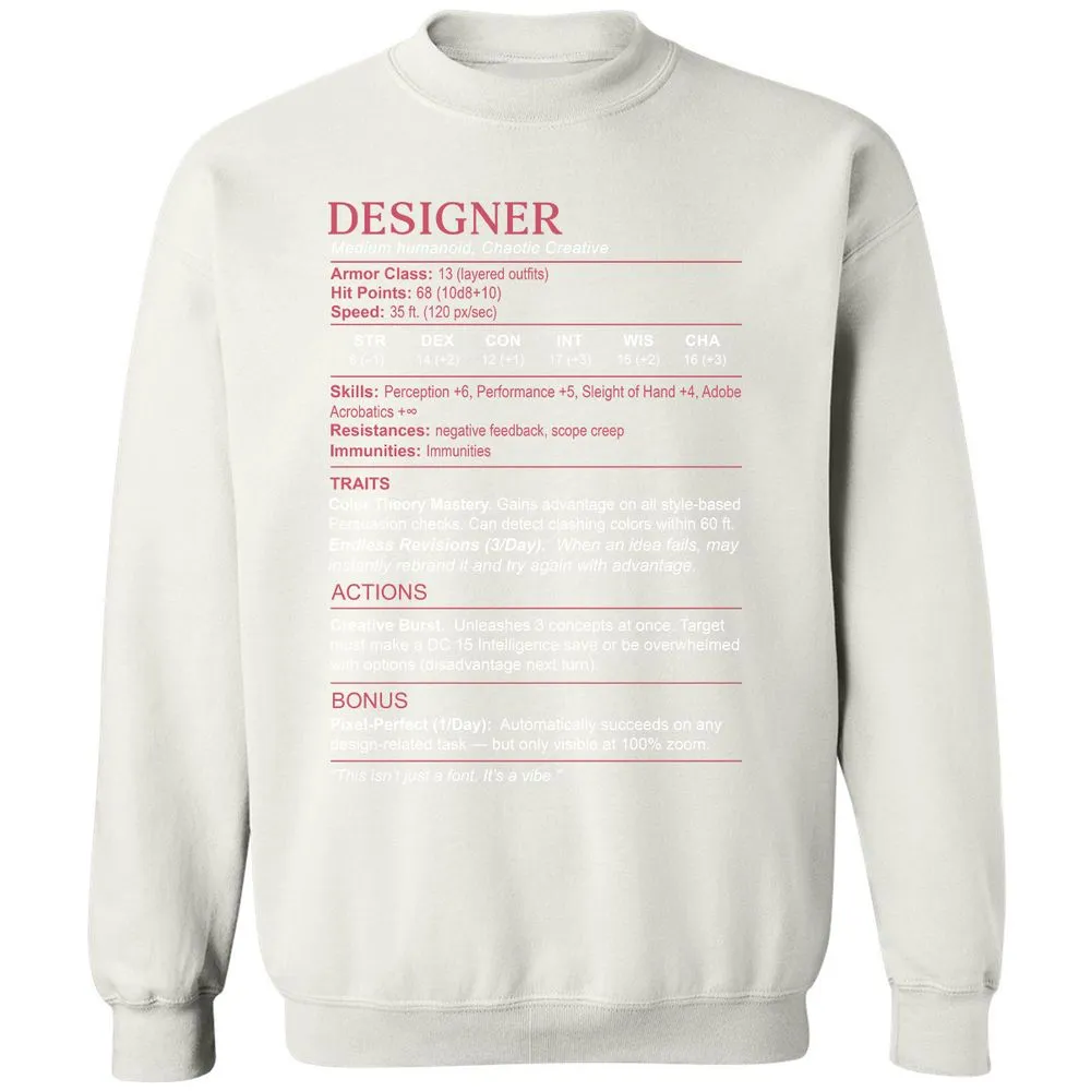 Designer Stats Classic Unisex Sweatshirt - White - 12