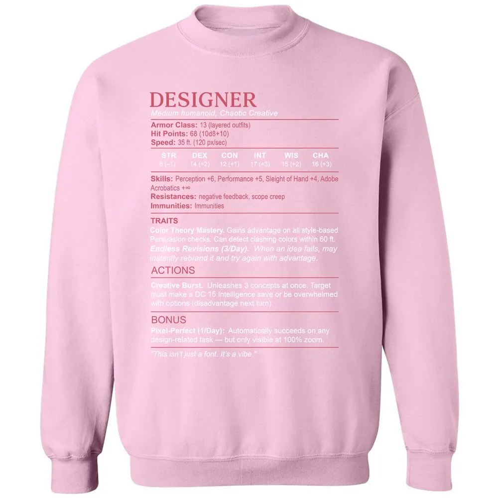 Designer Stats Classic Unisex Sweatshirt - Light Pink - 3