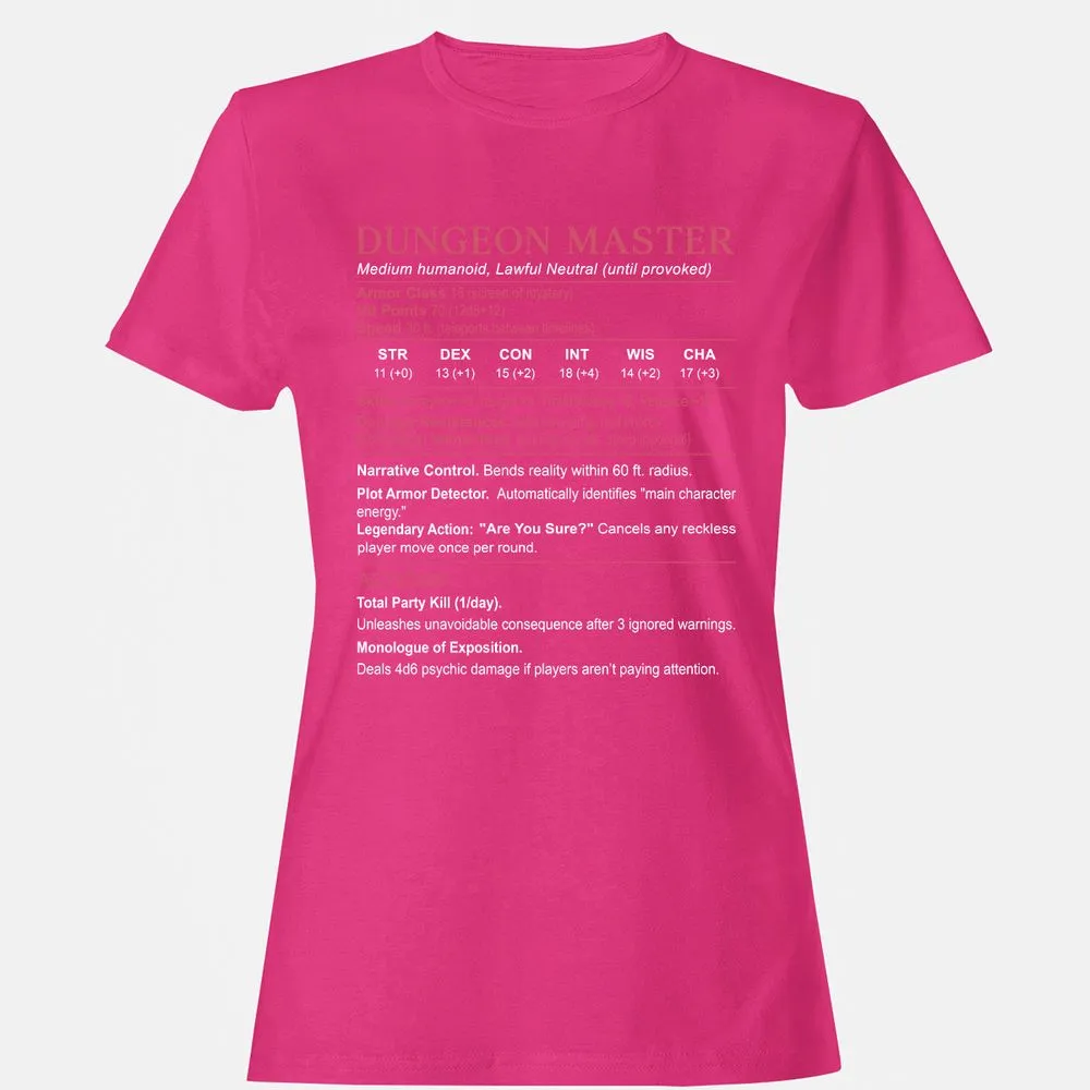 Dungeon Master Stats Women's T-Shirt - Heliconia - 6