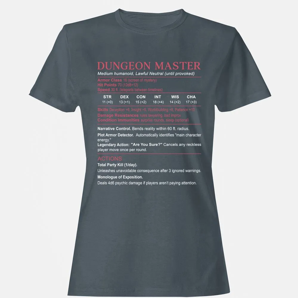 Dungeon Master Stats Women's T-Shirt - Charcoal - 3