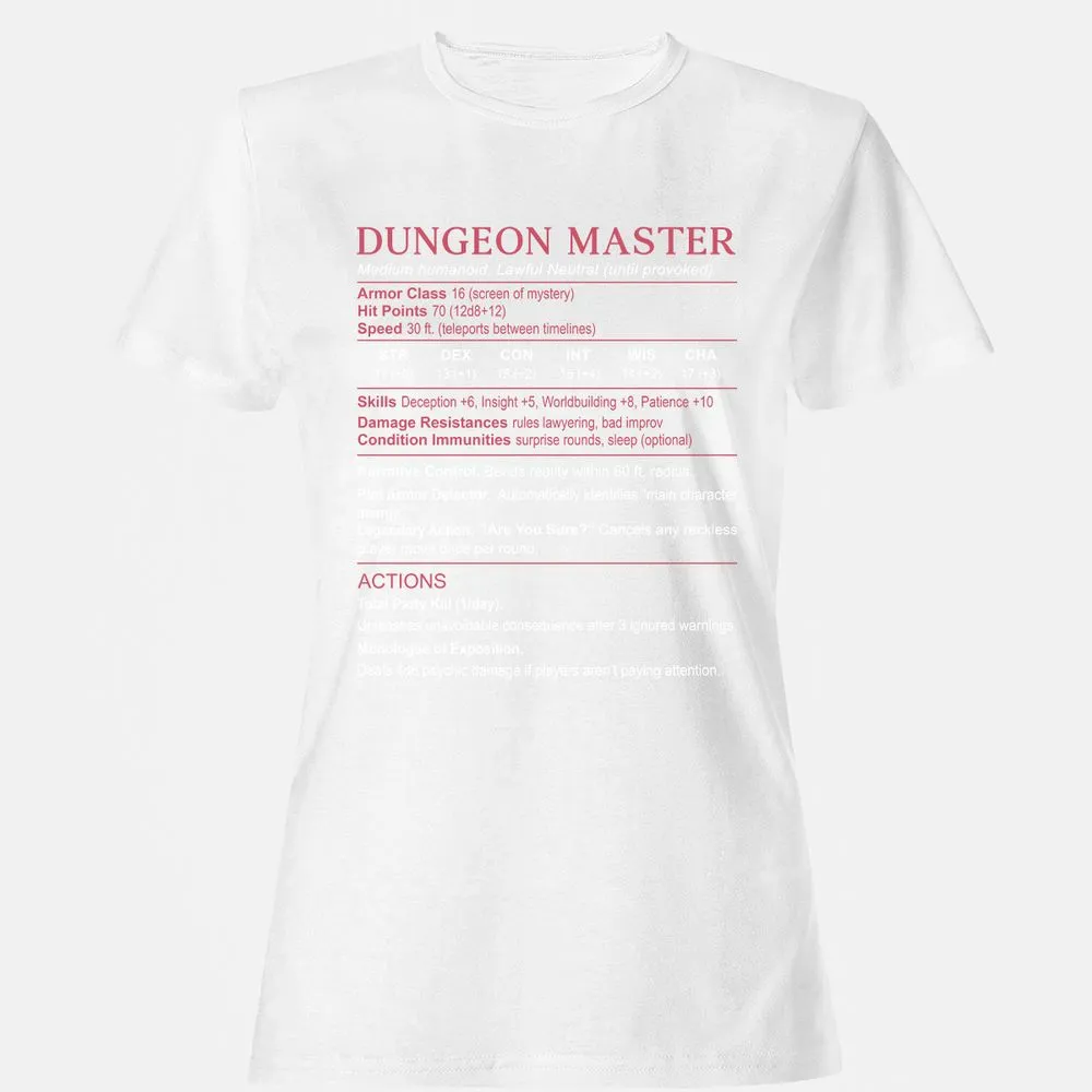 Dungeon Master Stats Women's T-Shirt - White - 16