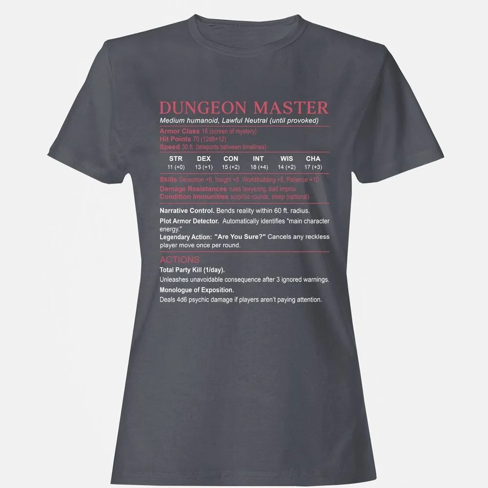 Dungeon Master Stats Women's T-Shirt - Dark Heather - 5
