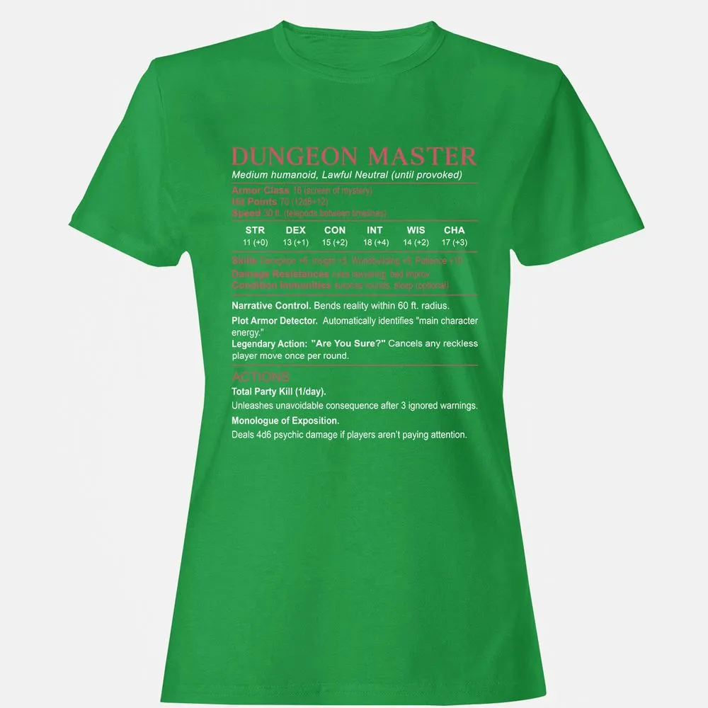 Dungeon Master Stats Women's T-Shirt - Irish Green - 7
