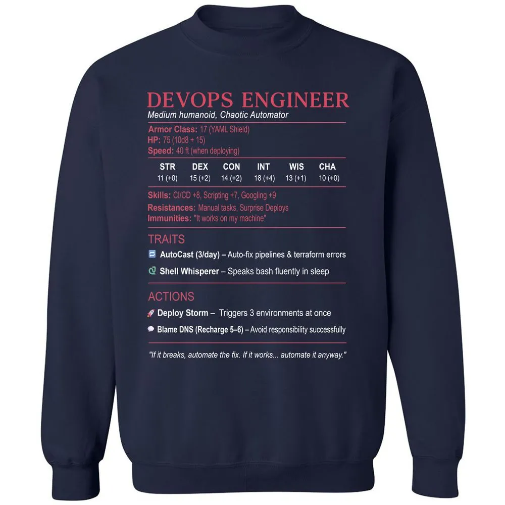 DevOps Engineer Stats Classic Unisex Sweatshirt - Navy - 2