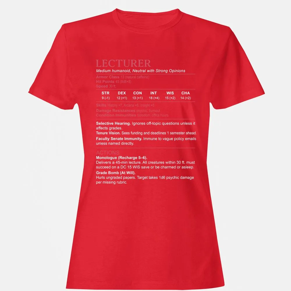 Lecturer Stats Women's T-Shirt - Red - 13