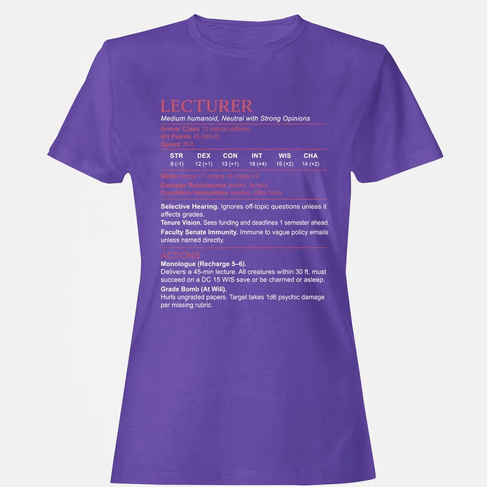 Lecturer Stats Women's T-Shirt - Purple - 12
