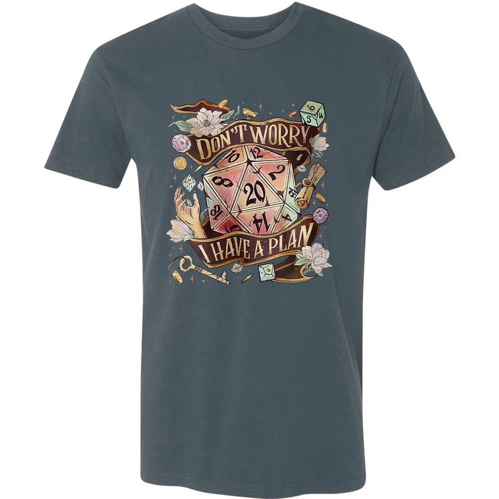 Floral Don't Worry I Have A Plan Premium Unisex T-Shirt - Indigo - 15