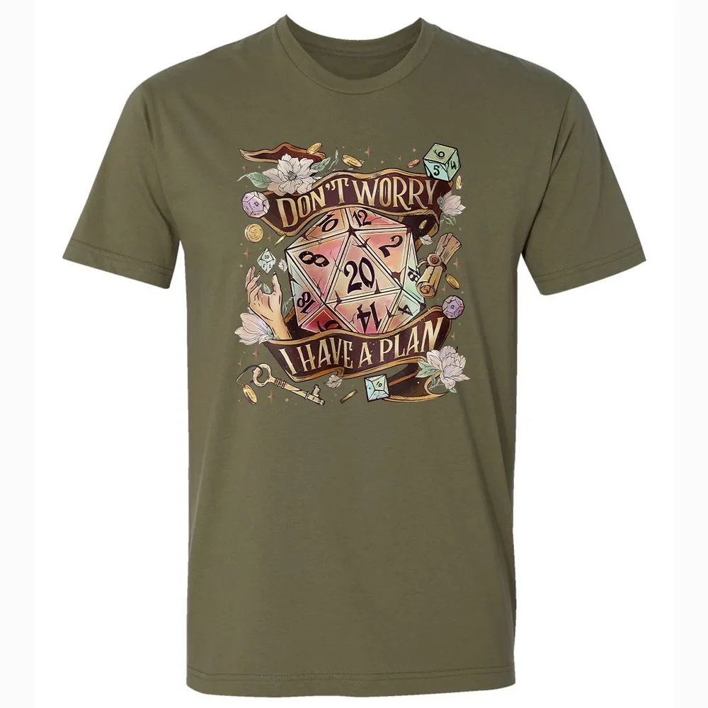 Floral Don't Worry I Have A Plan Premium Unisex T-Shirt - Military Green - 5